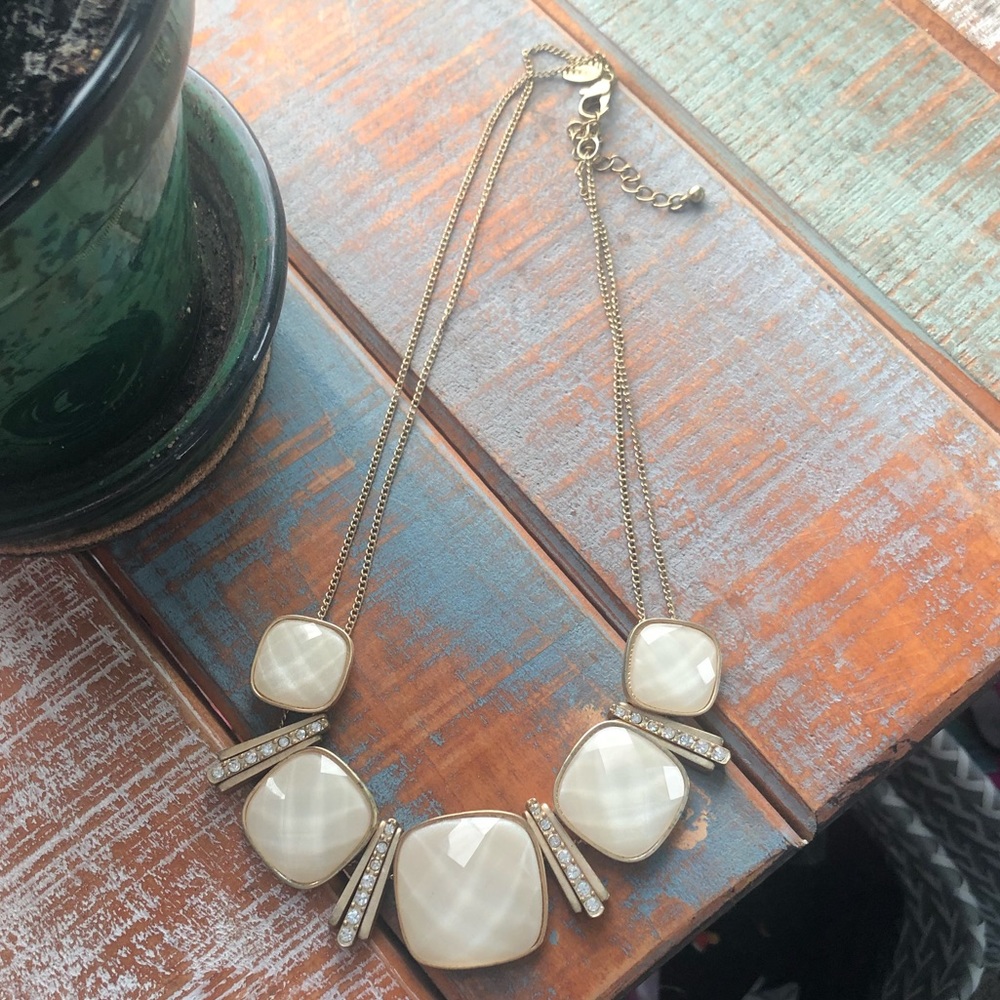 Gold and cream chunk necklace